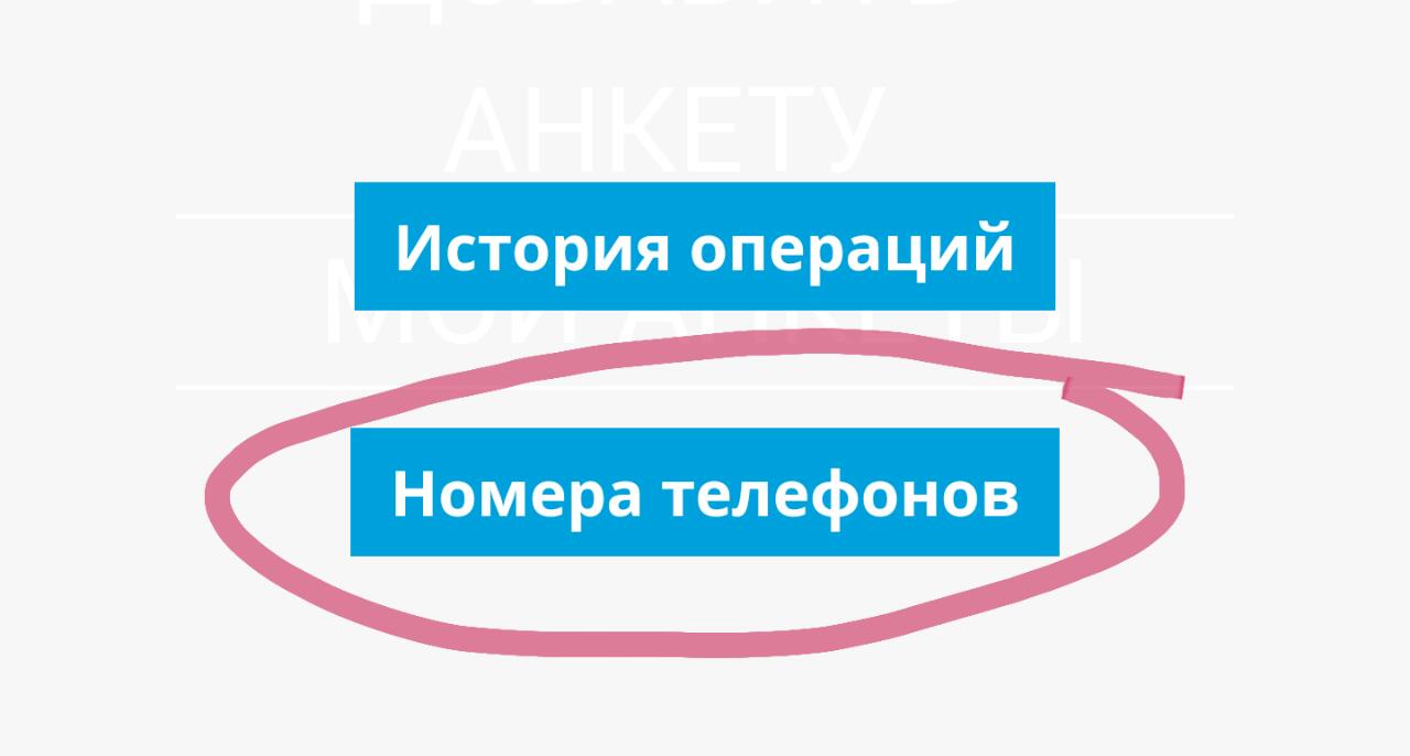 Кнопка НОМЕРА ТЕЛЕФОНОВ